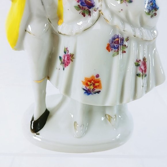 Colonial Couple Figurine Statue Gold Gilded Made in Japan 6.75" Tall - Picture 6 of 8